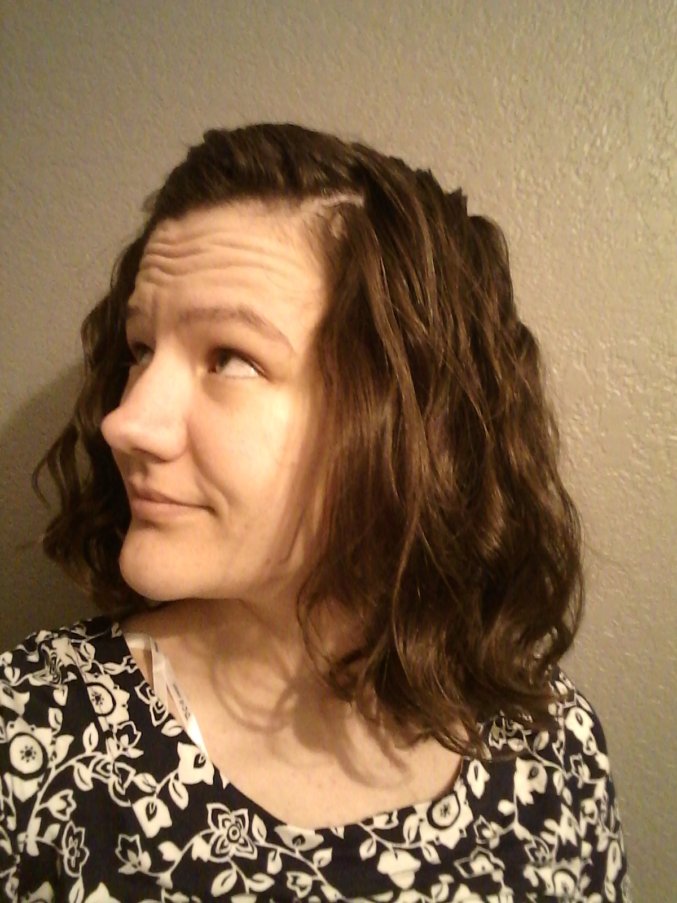 Straight section in wavy hair