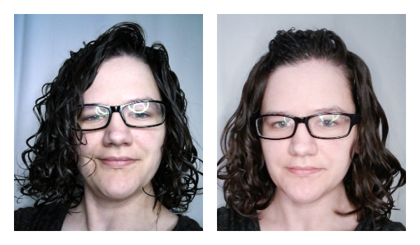 Before & after scrunch out the crunch on wavy hair